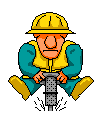 Animated workman drilling.